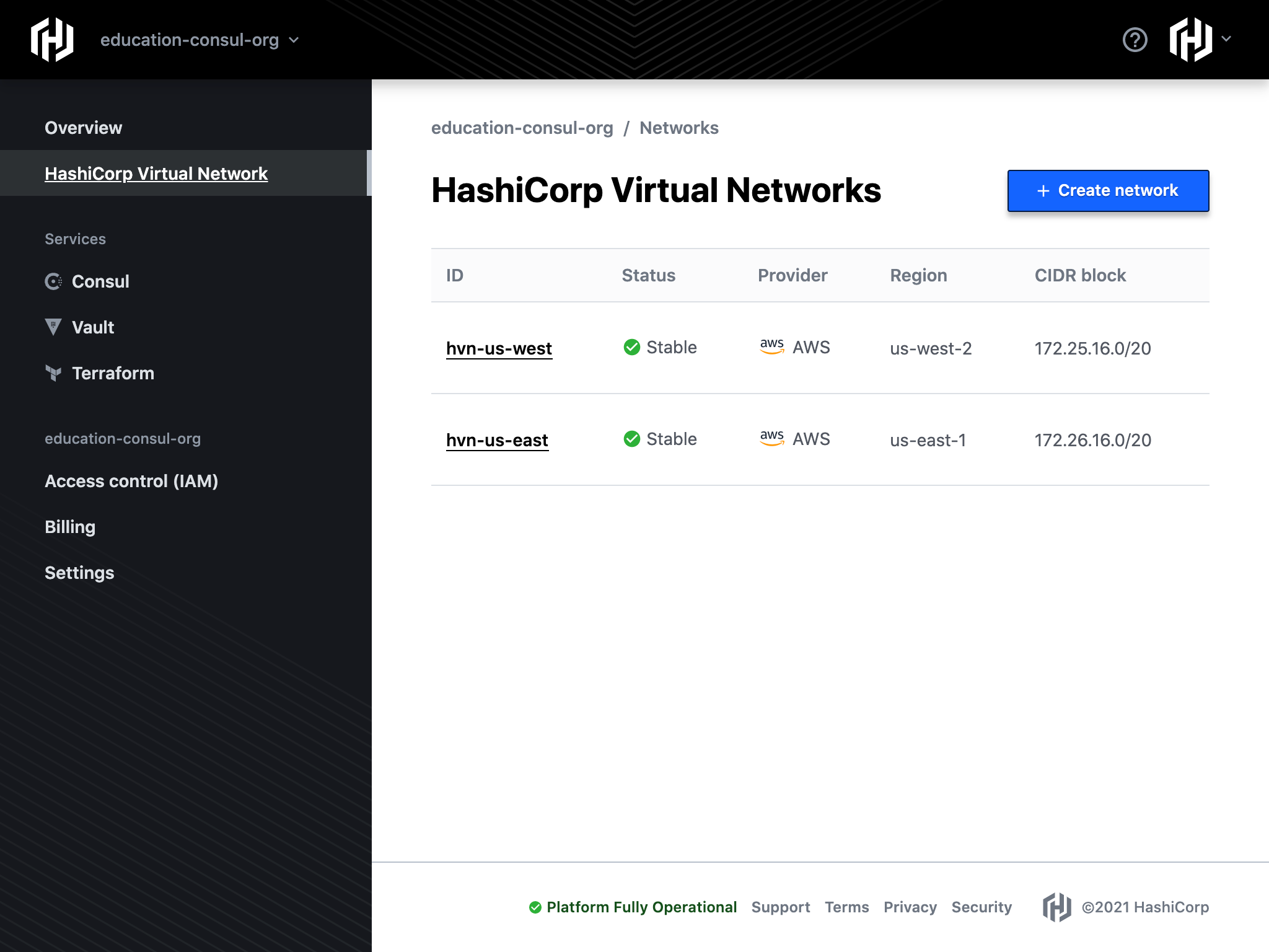 HashiCorp Virtual Network