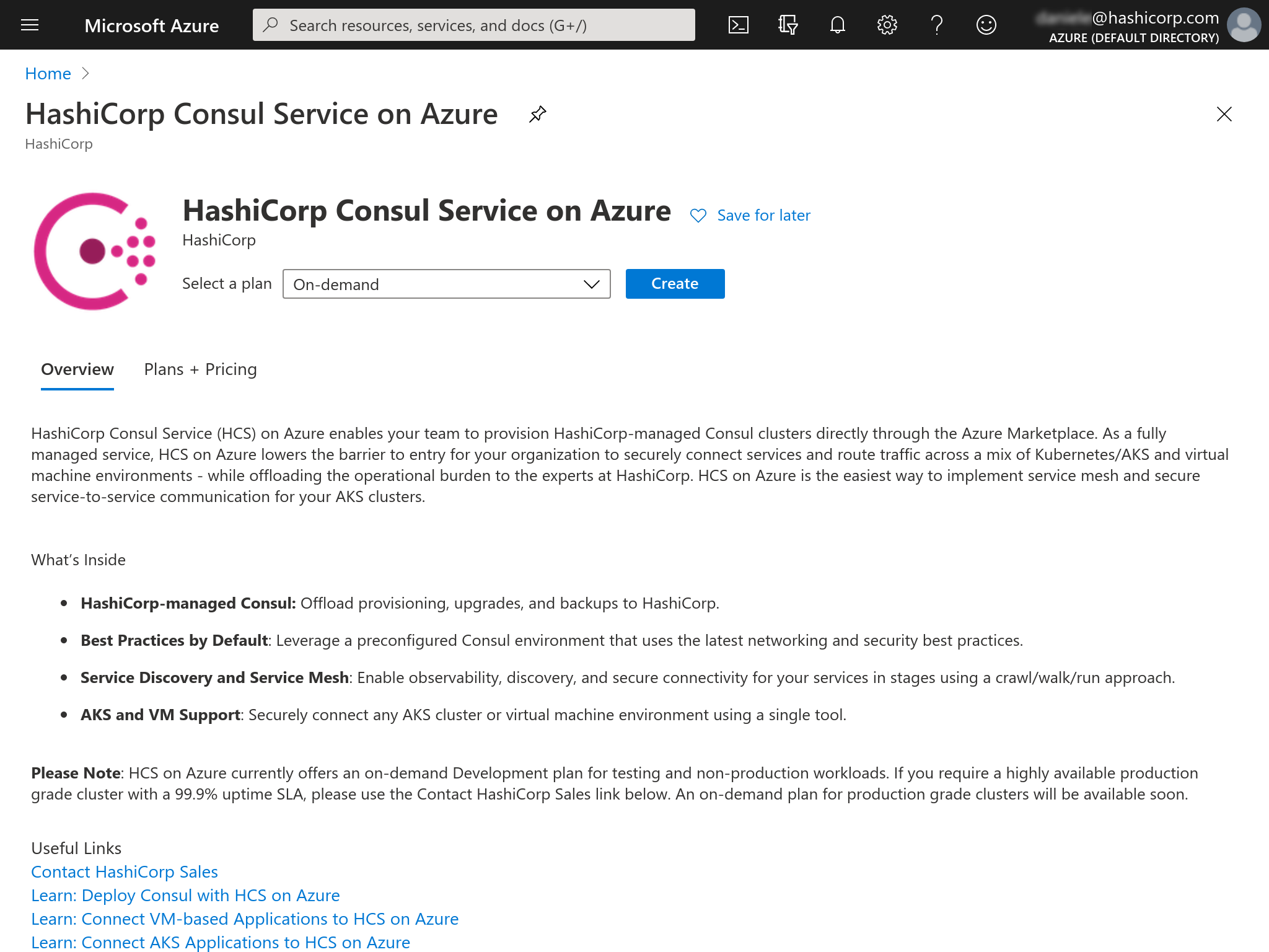 Azure Marketplace create Consul service