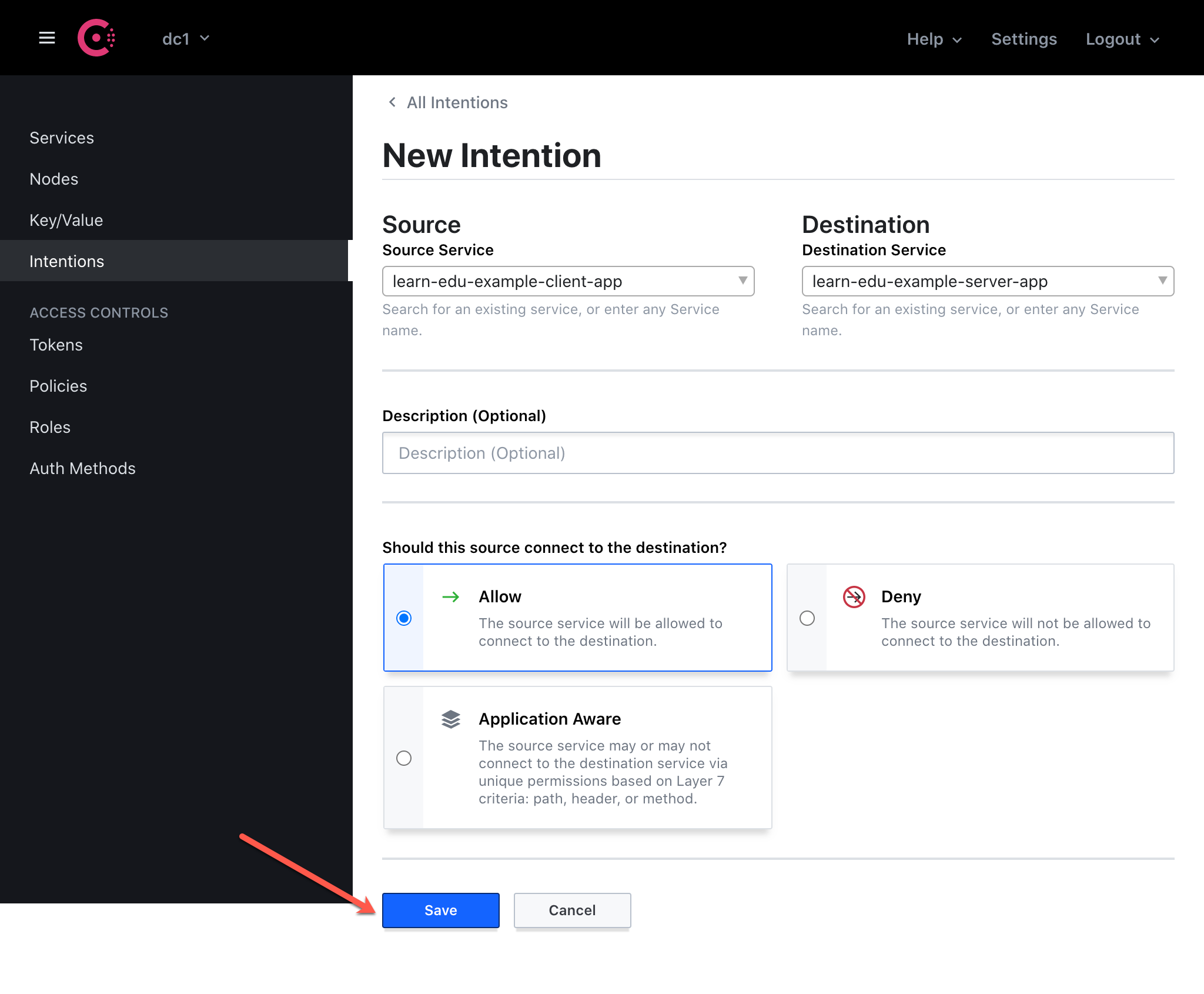 Consul UI - Intentions Details Page