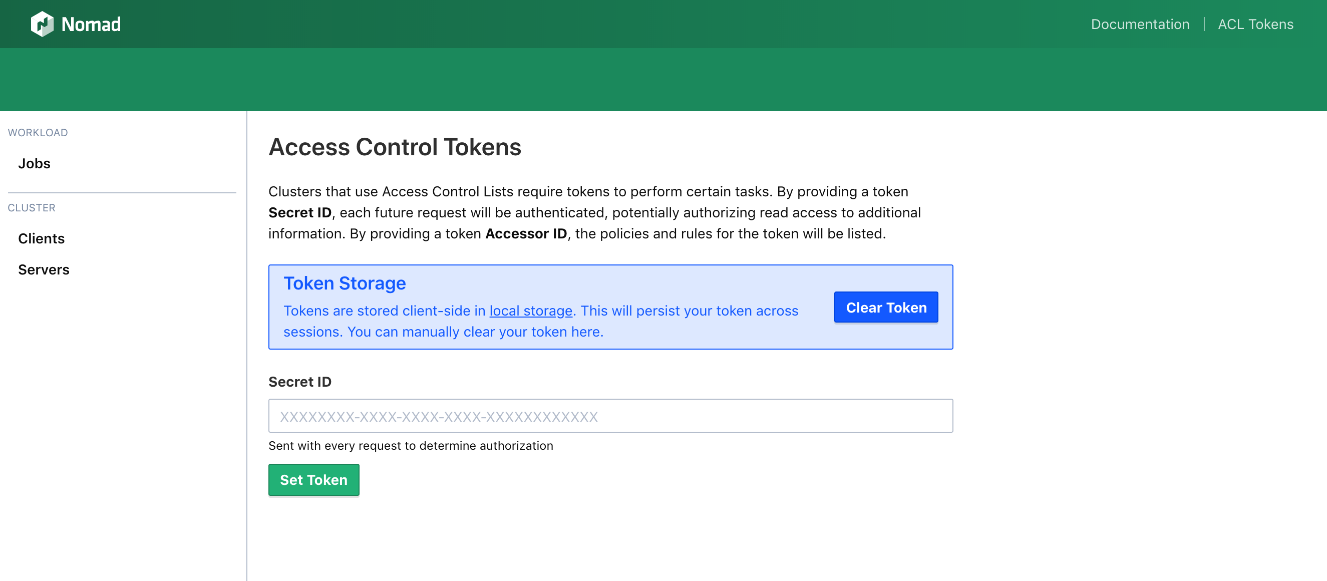 ACL token page
