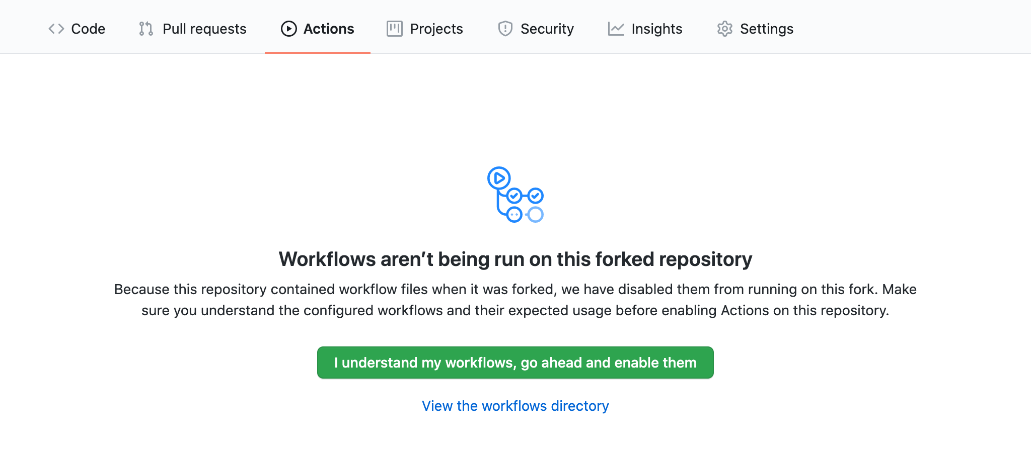 Enable workflow actions in GitHub fork
