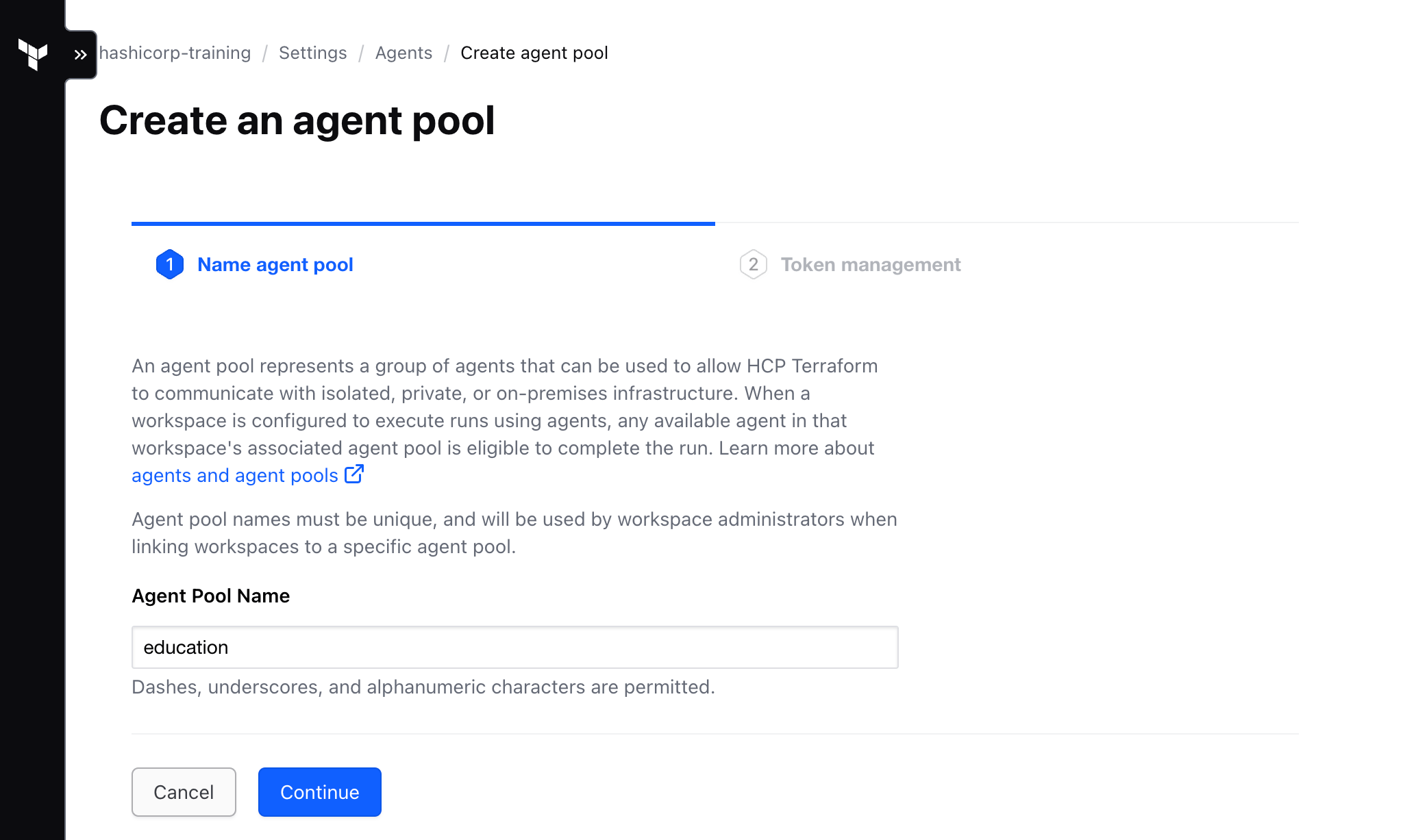 Create Terraform Cloud agent pool
