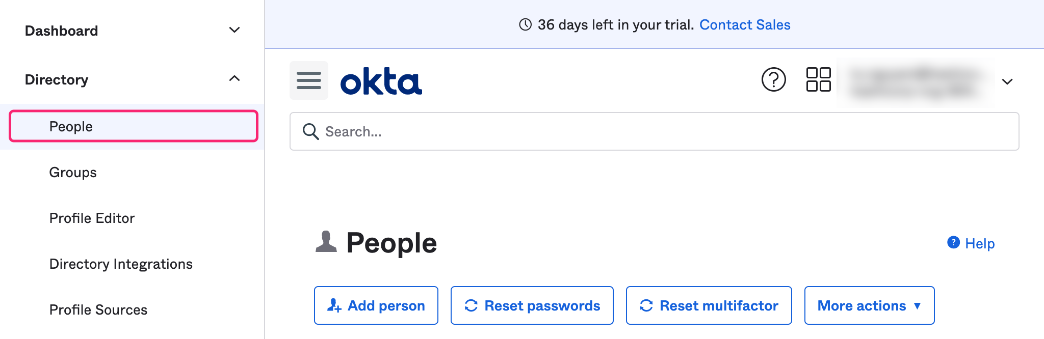 Go to Okta People page