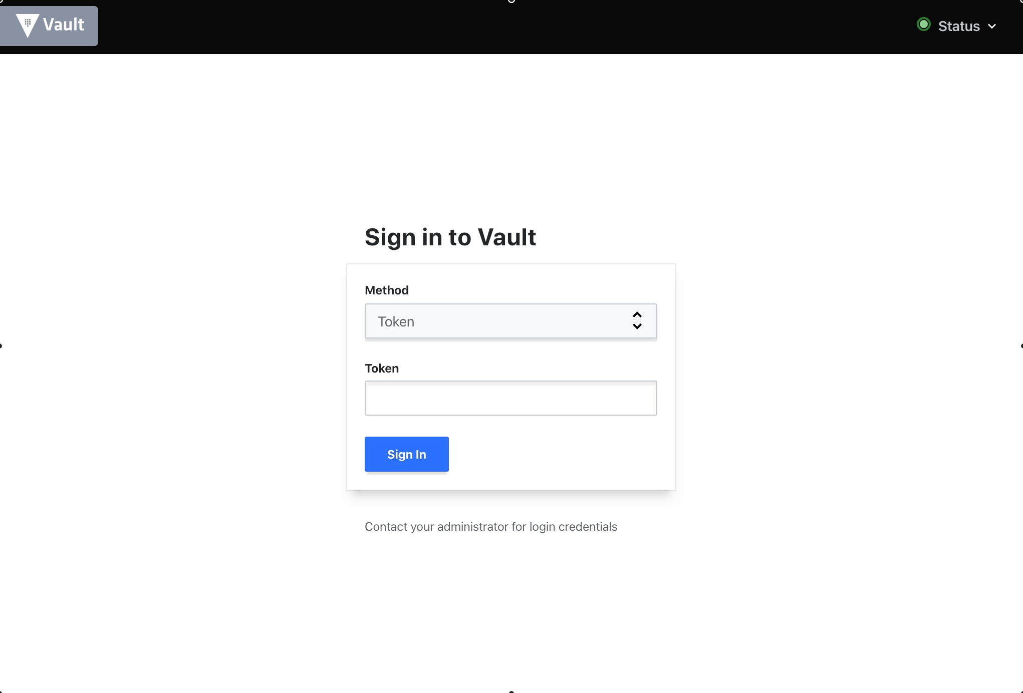 Login to local Vault instance using root token: education.