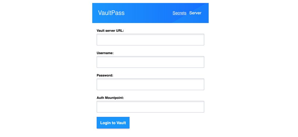 Chrome extension VaultPass server tab