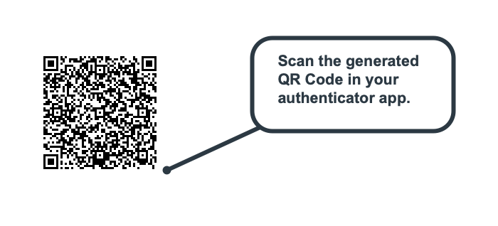 Scan the generated QR code in your authenticator app