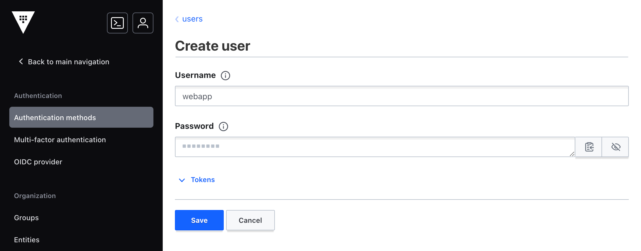 create username and password
populated